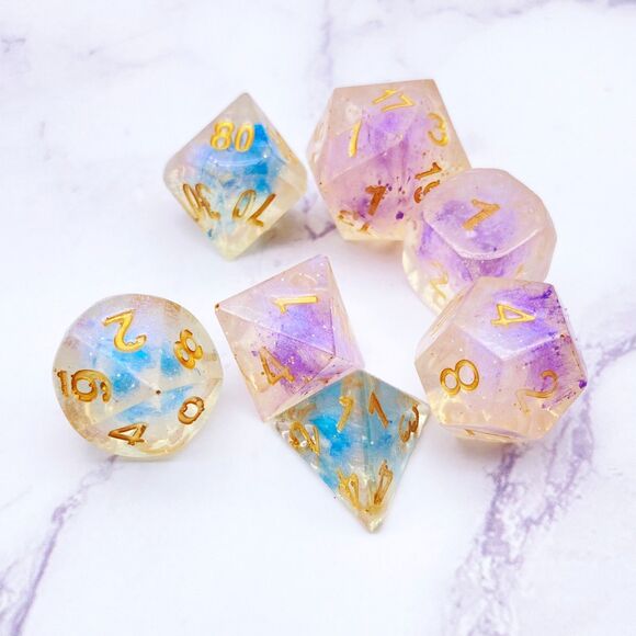 Blue and purple Smoke polyhedral DND Dice - Picture 2 of 12